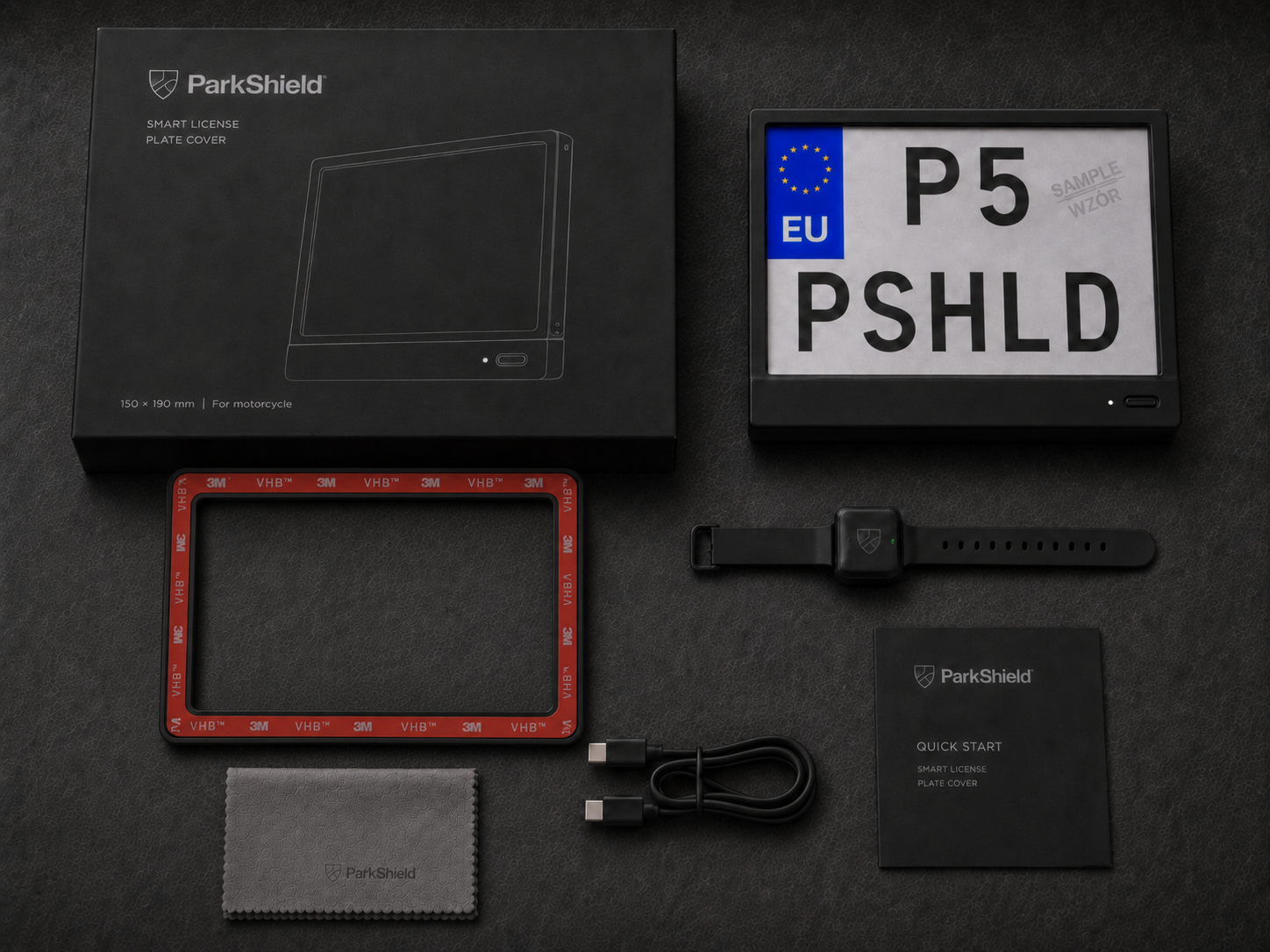 Zestaw ParkShield z ramką, adapterem magnetycznym i pilotem